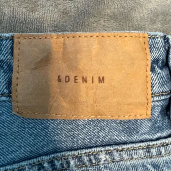 H&M &denim Boyfriend Jeans Blue Low Waist Ripped Denim Button Fly‎ Straight Leg - Picture 4 of 9